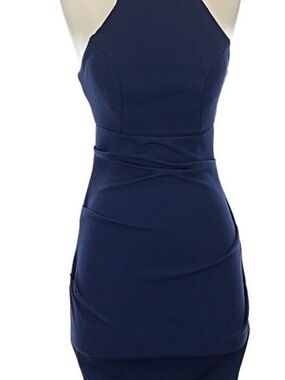 Jump Apparel Halter Navy Cocktail Dress